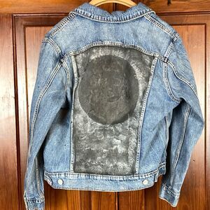 Lucky Brand Blue Jean Jacket with Black Graphic